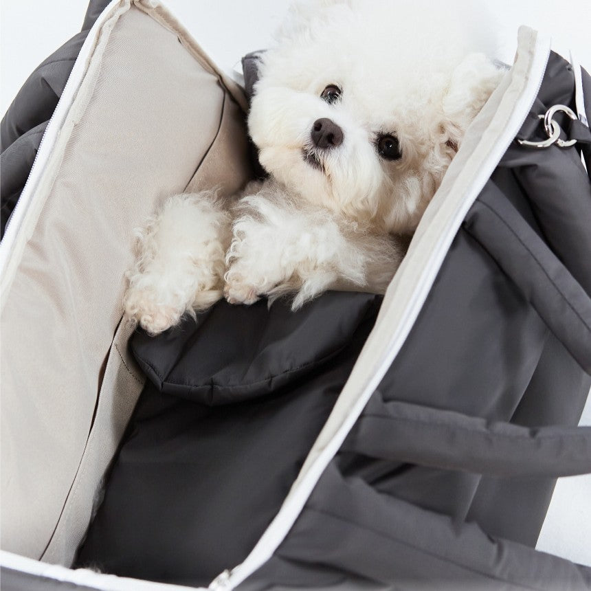 【予約】Mou Vanilla set(ストライプ柄クッション+ショルダーパット付属)|犬用キャリーバッグ・スリングバッグ