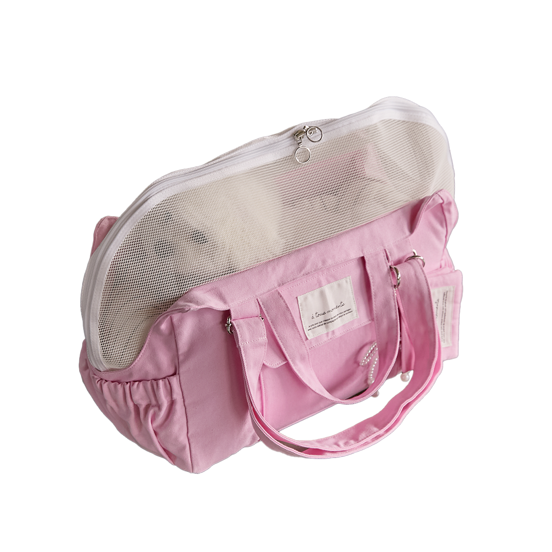 【予約】Partir bag - Blush Pink(オールシーズン用クッション+ショルダーパット付属)|犬用キャリーバッグ・スリングバッグ