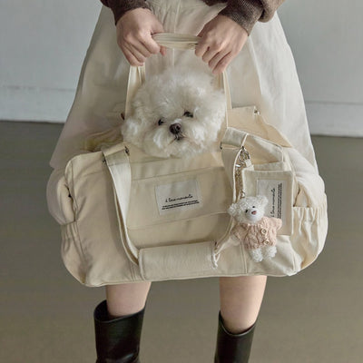 【予約】Partir bag - Sand Beige(オールシーズン用クッション+ショルダーパット付属)|犬用キャリーバッグ・スリングバッグ