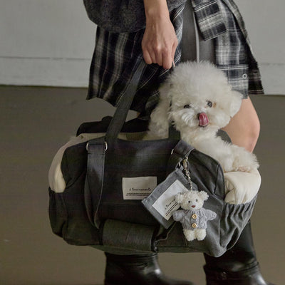 【一部即納】Partir bag - Stone Gray(オールシーズン用クッション+ショルダーパット付属)|犬用キャリーバッグ・スリングバッグ
