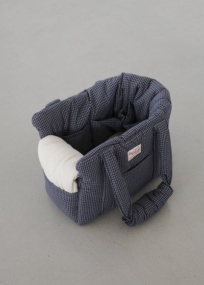 【予約】 DAY CARRY BAG (navy check)|犬用キャリーバッグ