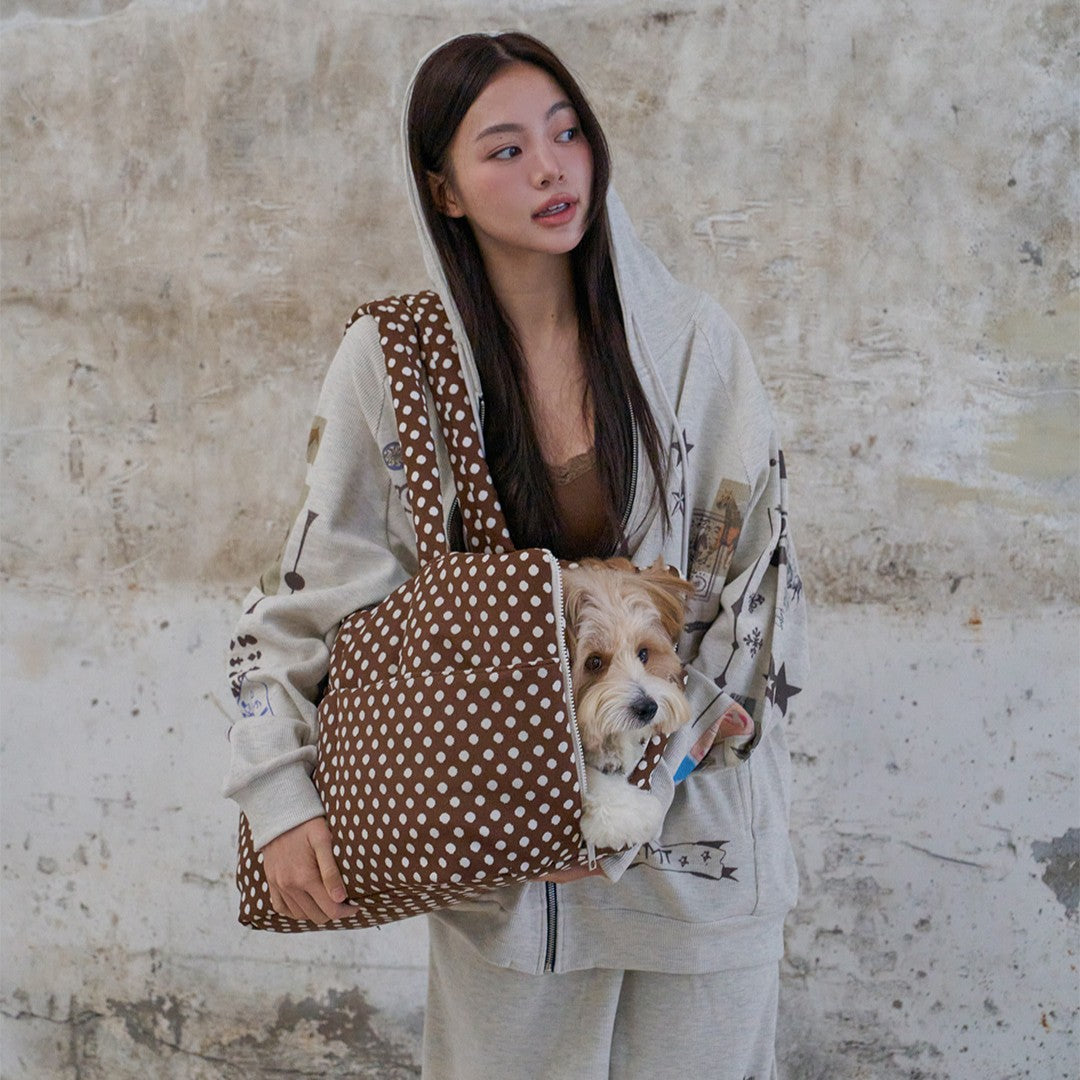 【予約】wide bag - dot brown
