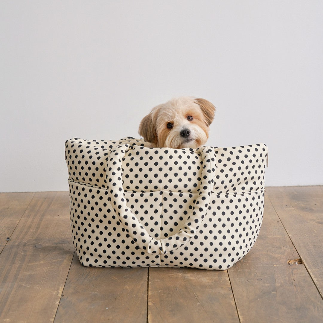 【一部即納】wide bag - dot ivory｜犬用キャリーバッグ