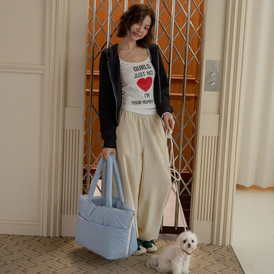【予約】wide bag - plaid blue