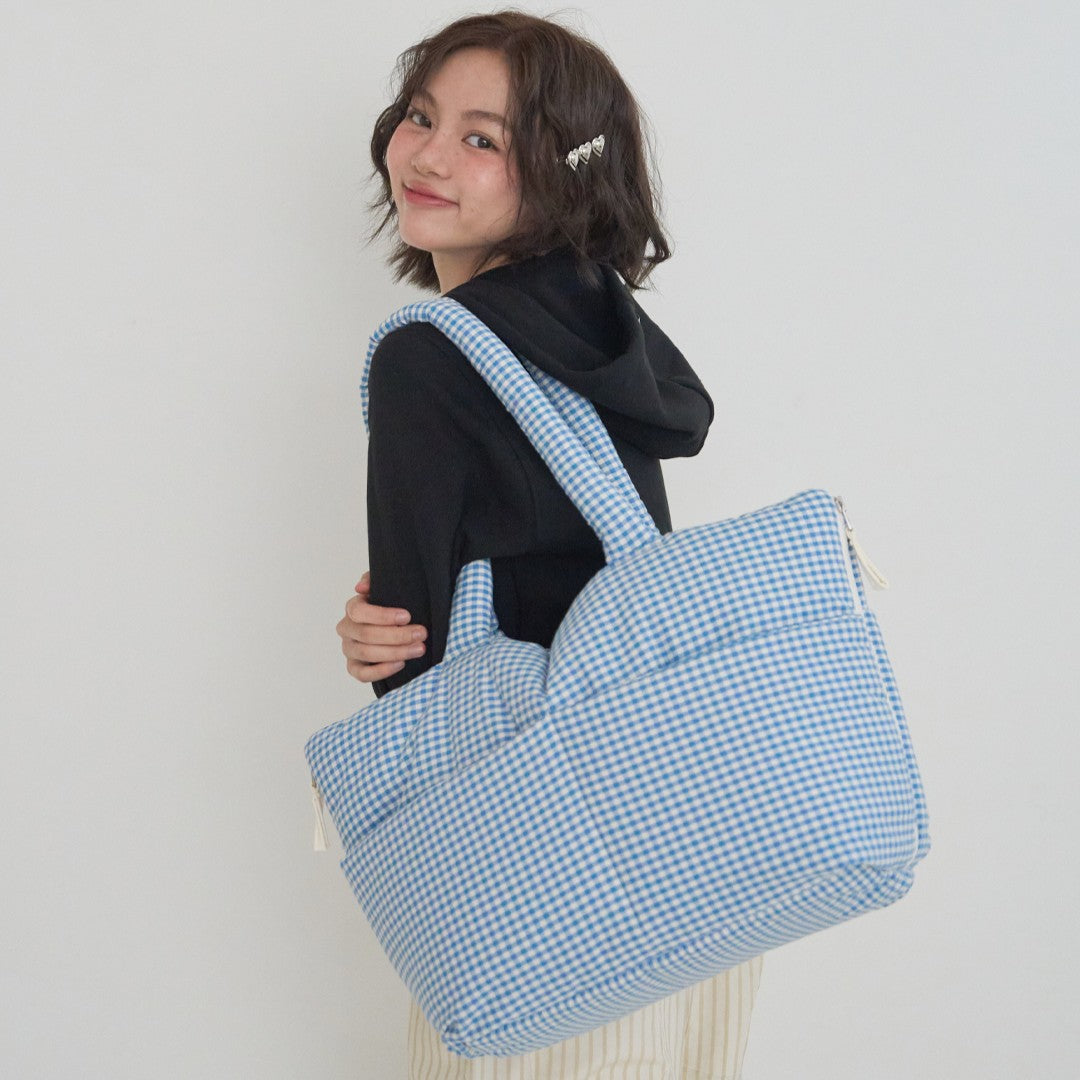 【予約】wide bag - plaid blue