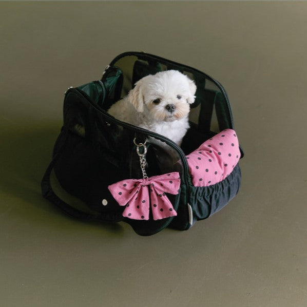 【予約】Frou Frou Dot set（ドット柄クッション＋ショルダーパット付属）｜犬用キャリーバッグ