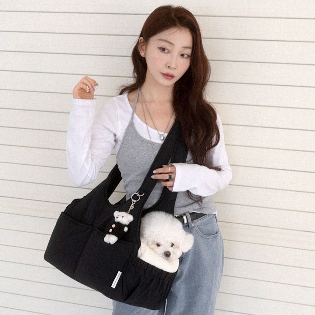 【予約】Lier petbag（ベーシッククリームクッション＋ショルダーパッド付属）｜犬用キャリーバッグ