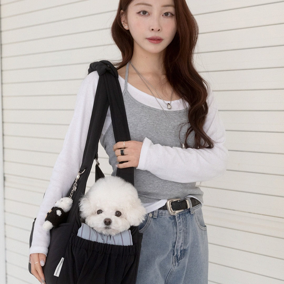 【予約】Lier petbag（ベーシッククリームクッション＋ショルダーパッド付属）｜犬用キャリーバッグ