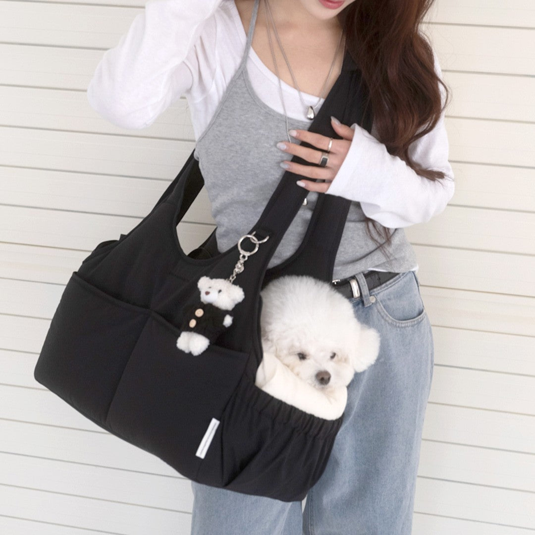 【予約】Lier petbag（ベーシッククリームクッション＋ショルダーパッド付属）｜犬用キャリーバッグ