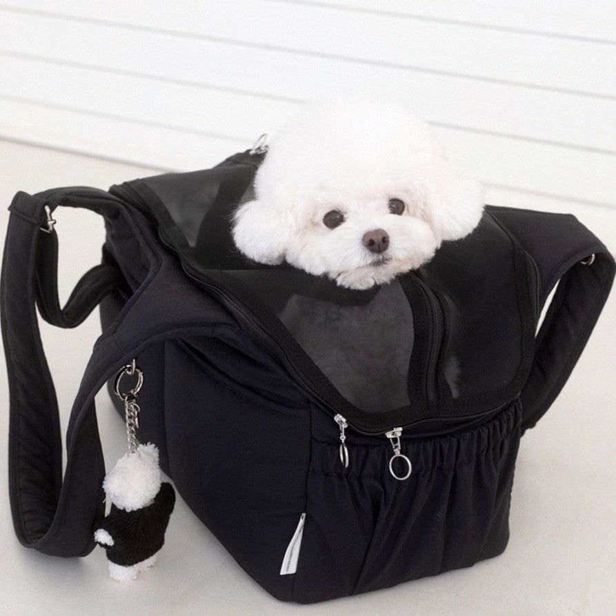【予約】Lier petbag（ベーシッククリームクッション＋ショルダーパッド付属）｜犬用キャリーバッグ