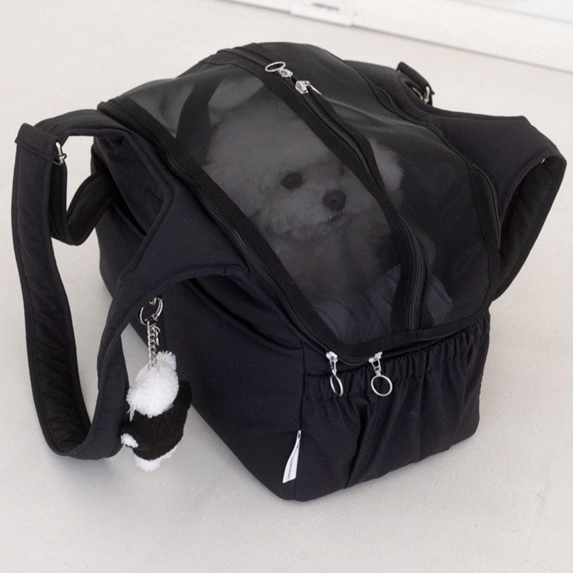 【予約】Lier petbag（ベーシッククリームクッション＋ショルダーパッド付属）｜犬用キャリーバッグ
