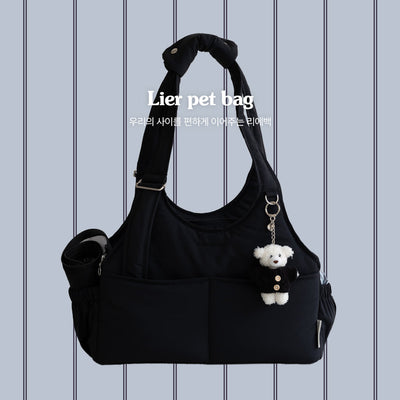 【予約】Lier petbag -Stripe set（ストライプクッション＋ショルダーパッド付属）｜犬用キャリーバッグ