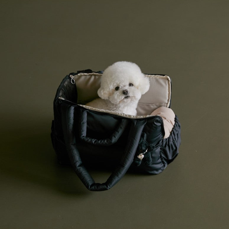 【予約】Mou Vanilla set（ストライプ柄クッション＋ショルダーパット付属）｜犬用キャリーバッグ・スリングバッグ