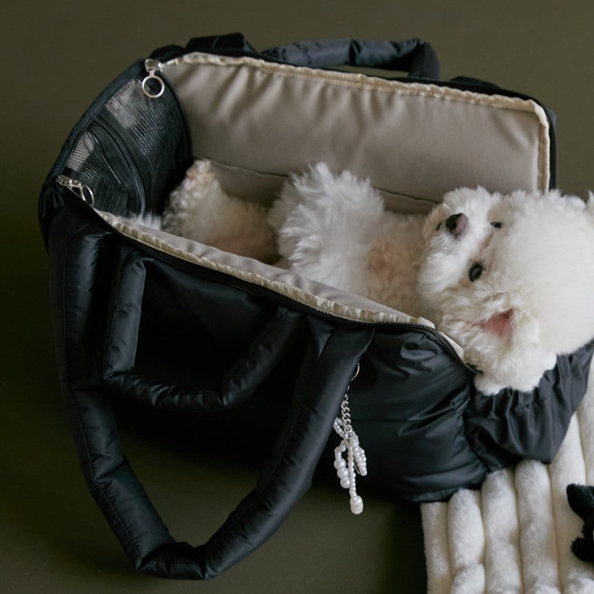 【予約】Mou Vanilla set（ストライプ柄クッション＋ショルダーパット付属）｜犬用キャリーバッグ・スリングバッグ