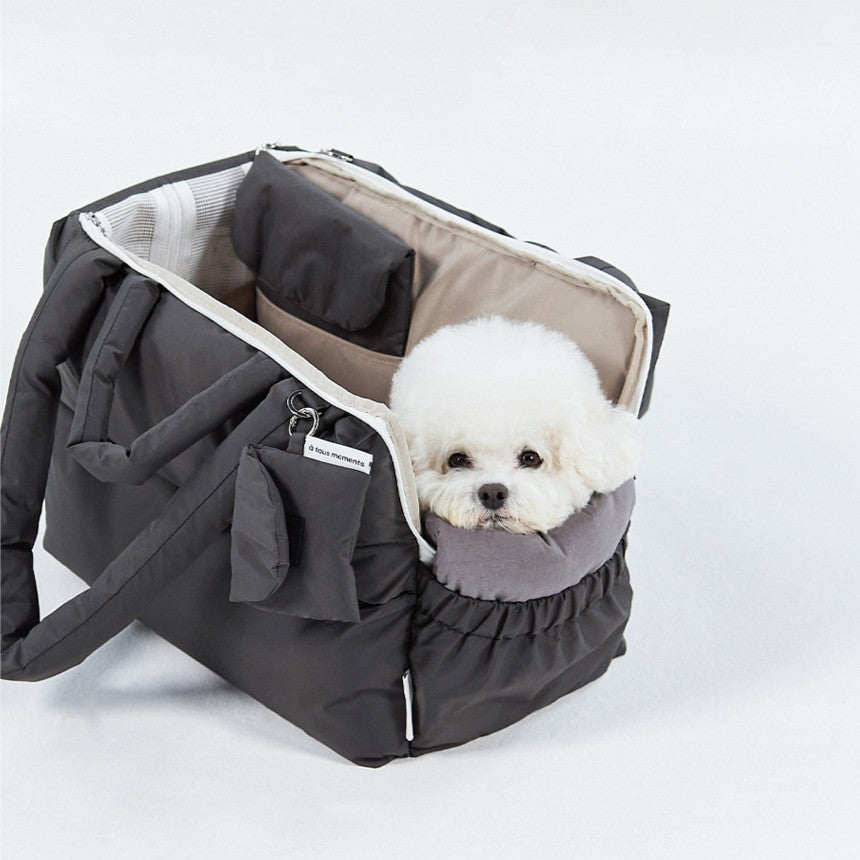 【予約】Mou Vanilla set（ストライプ柄クッション＋ショルダーパット付属）｜犬用キャリーバッグ・スリングバッグ