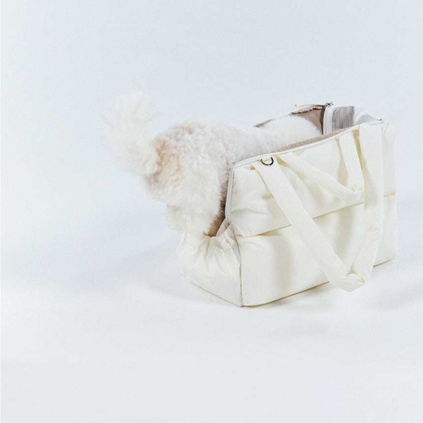 【予約】Mou Vanilla set（ストライプ柄クッション＋ショルダーパット付属）｜犬用キャリーバッグ・スリングバッグ