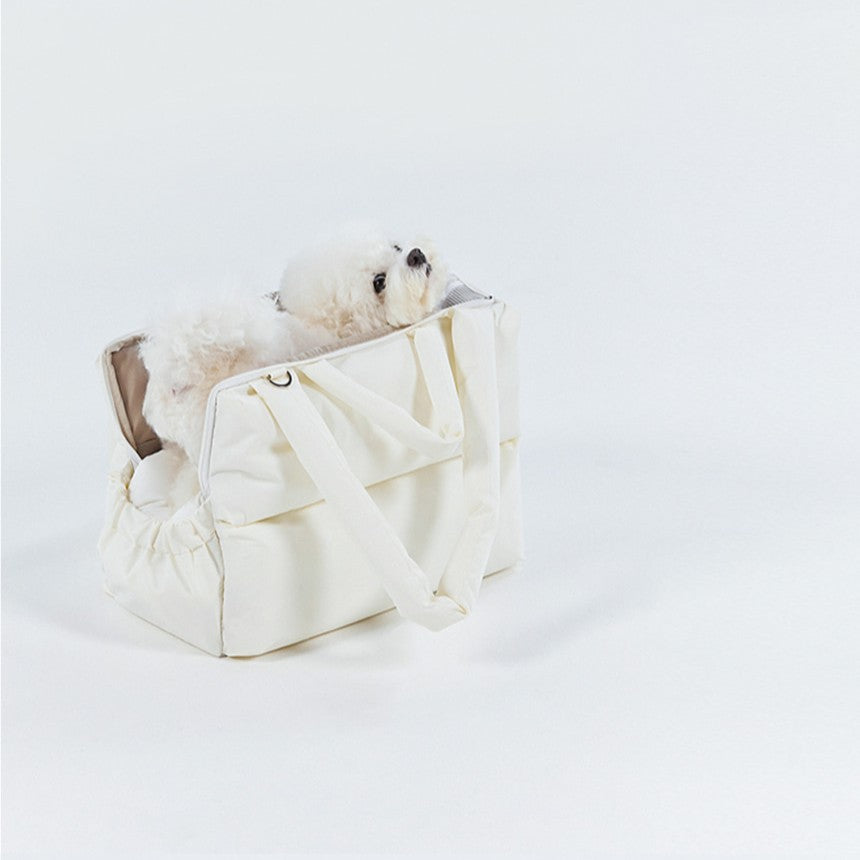 【予約】Mou Vanilla set（ストライプ柄クッション＋ショルダーパット付属）｜犬用キャリーバッグ・スリングバッグ
