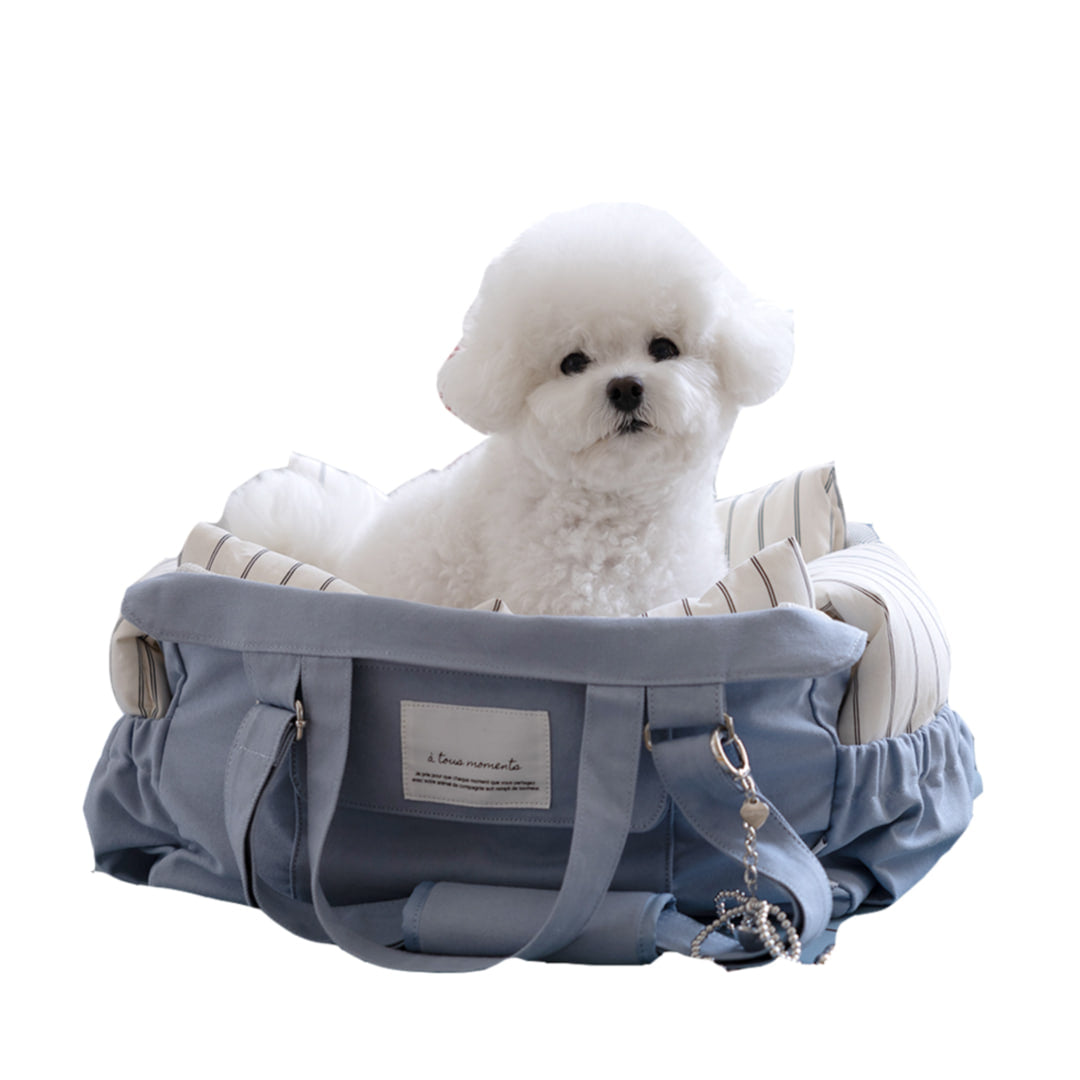 【一部即納】Partir bag - Blue Gray（オールシーズン用クッション＋ショルダーパット付属）｜犬用キャリーバッグ・スリングバッグ