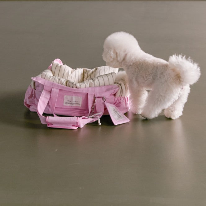 【予約】Partir bag - Blush Pink（オールシーズン用クッション＋ショルダーパット付属）｜犬用キャリーバッグ・スリングバッグ