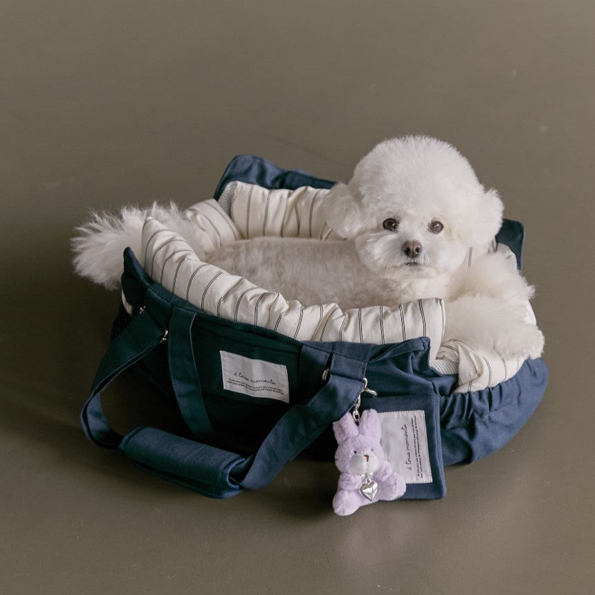 【一部即納】Partir bag - Midnight Blue（オールシーズン用クッション＋ショルダーパット付属）｜犬用キャリーバッグ・スリングバッグ