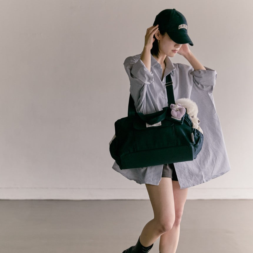 【一部即納】Partir bag - Midnight Blue（オールシーズン用クッション＋ショルダーパット付属）｜犬用キャリーバッグ・スリングバッグ