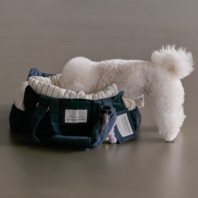 【一部即納】Partir bag - Midnight Blue（オールシーズン用クッション＋ショルダーパット付属）｜犬用キャリーバッグ・スリングバッグ