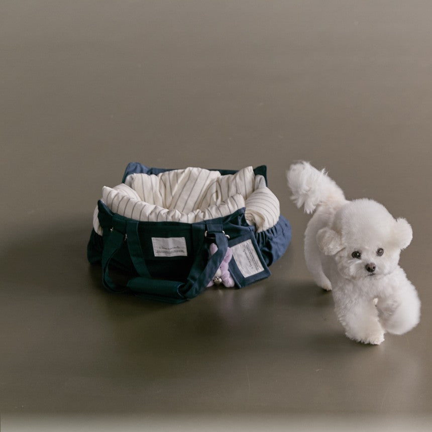 【一部即納】Partir bag - Midnight Blue（オールシーズン用クッション＋ショルダーパット付属）｜犬用キャリーバッグ・スリングバッグ