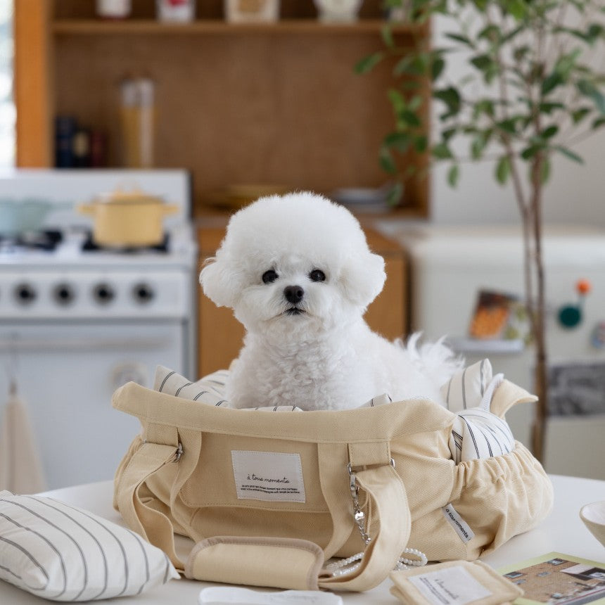 【一部即納】Partir bag - Lemon Butter（オールシーズン用クッション＋ショルダーパット付属）｜犬用キャリーバッグ・スリングバッグ