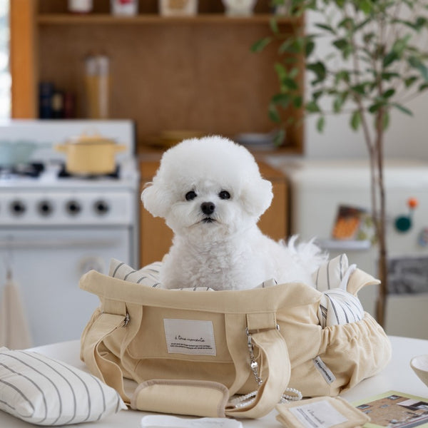 【一部即納】Partir bag - Lemon Butter（オールシーズン用クッション＋ショルダーパット付属）｜犬用キャリーバッグ・スリングバッグ