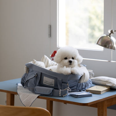 【一部即納】Partir bag - Blue Gray（オールシーズン用クッション＋ショルダーパット付属）｜犬用キャリーバッグ・スリングバッグ