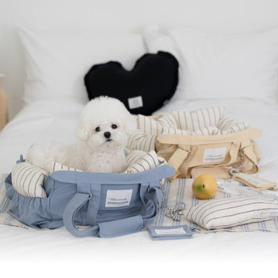 【一部即納】Partir bag - Blue Gray（オールシーズン用クッション＋ショルダーパット付属）｜犬用キャリーバッグ・スリングバッグ