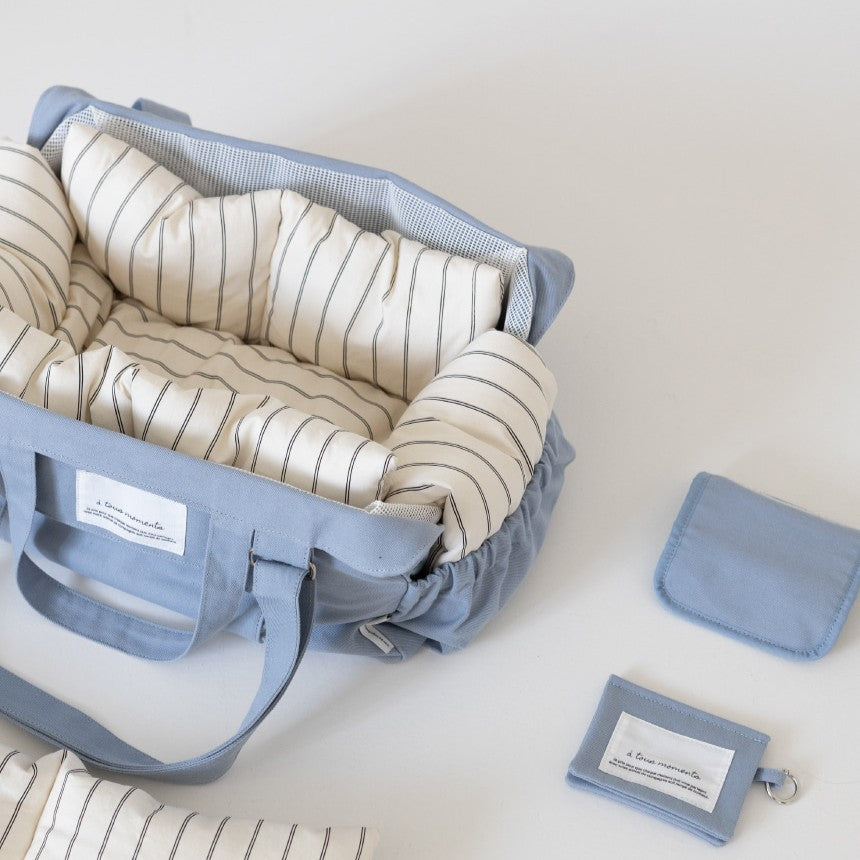 【一部即納】Partir bag - Blue Gray（オールシーズン用クッション＋ショルダーパット付属）｜犬用キャリーバッグ・スリングバッグ