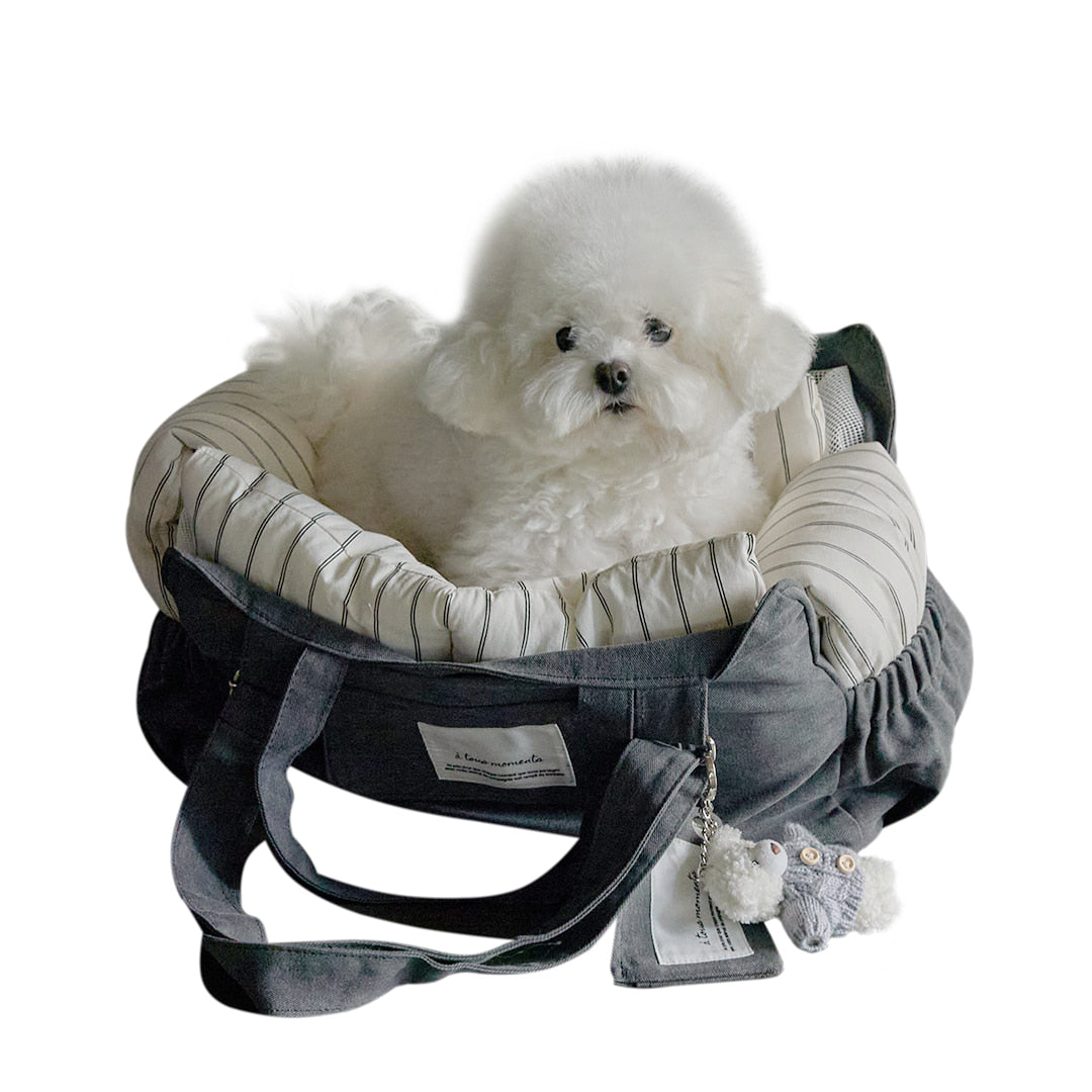 【一部即納】Partir bag - Stone Gray（オールシーズン用クッション＋ショルダーパット付属）｜犬用キャリーバッグ・スリングバッグ