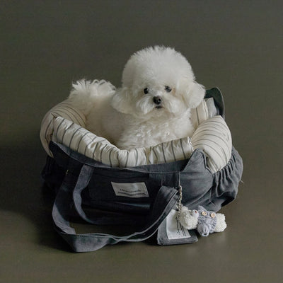 【一部即納】Partir bag - Stone Gray（オールシーズン用クッション＋ショルダーパット付属）｜犬用キャリーバッグ・スリングバッグ