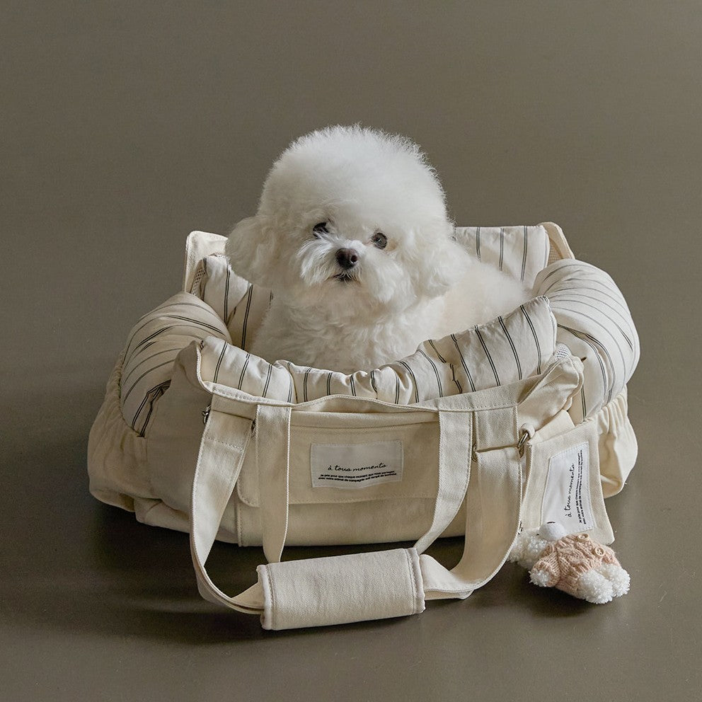 【予約】Partir bag - Sand Beige（オールシーズン用クッション＋ショルダーパット付属）｜犬用キャリーバッグ・スリングバッグ
