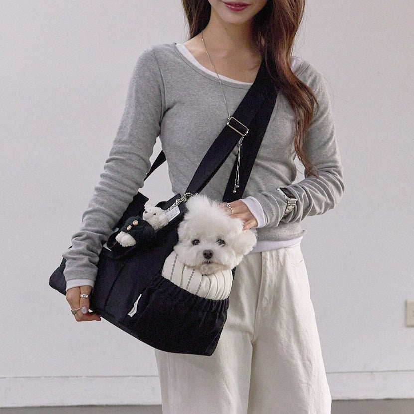 【予約】Partir Pet bag - Black（オールシーズン用クッション＋ショルダーパット付属）