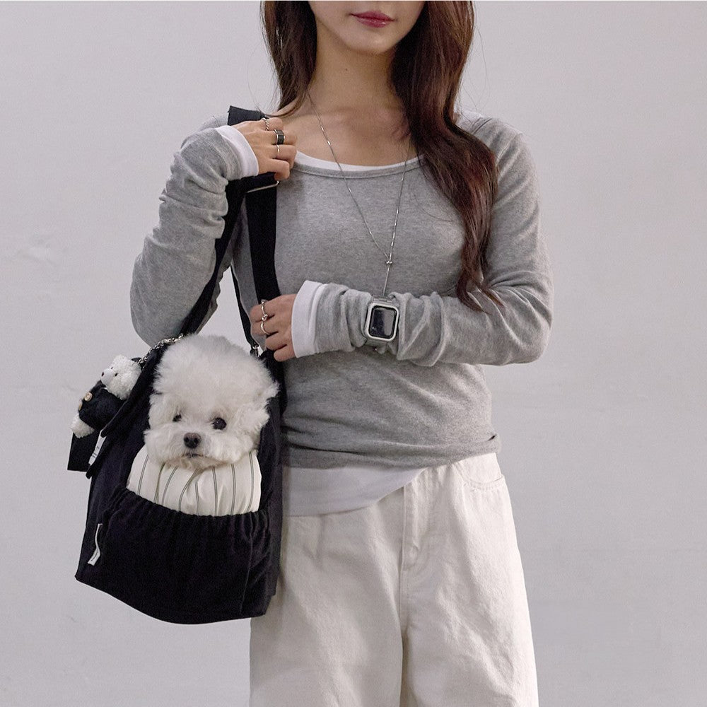 【予約】Partir Pet bag - Black（オールシーズン用クッション＋ショルダーパット付属）