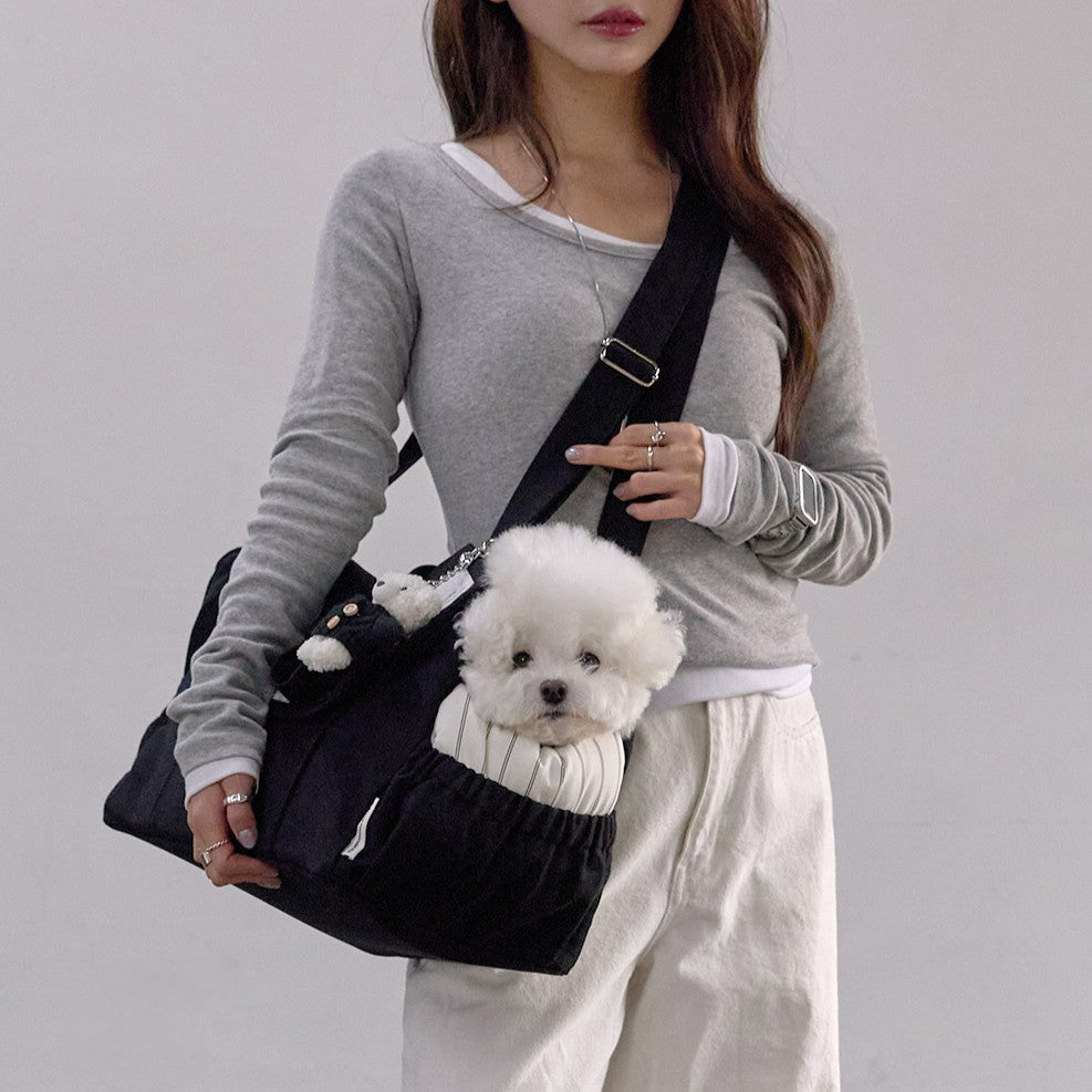 【予約】Partir Pet bag - Black（オールシーズン用クッション＋ショルダーパット付属）