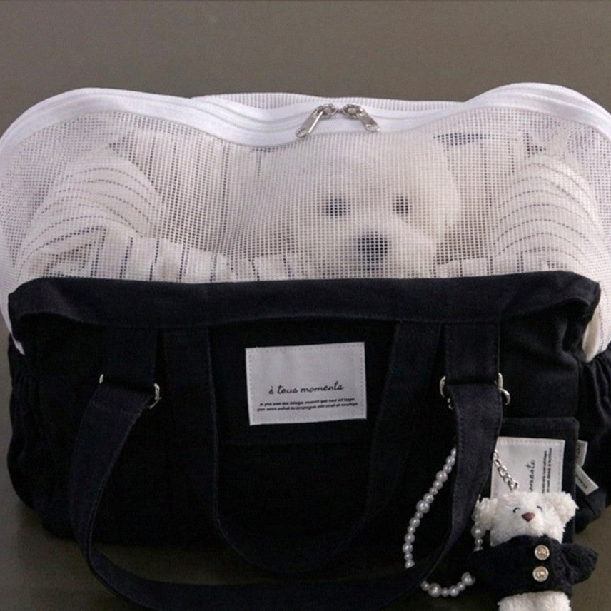 【予約】Partir Pet bag - Black（オールシーズン用クッション＋ショルダーパット付属）