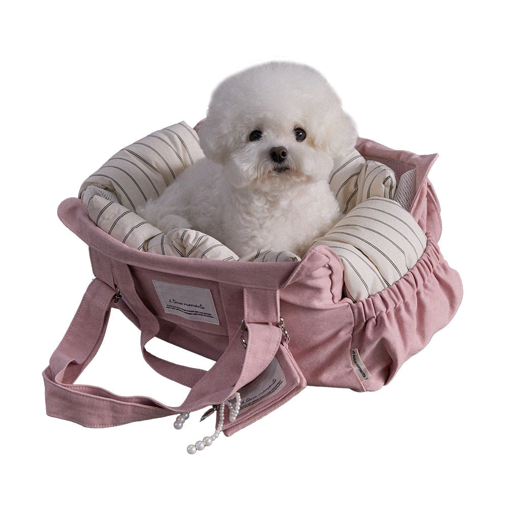 【予約】Partir Pet bag - Powder Pink（オールシーズン用クッション＋ショルダーパット付属）
