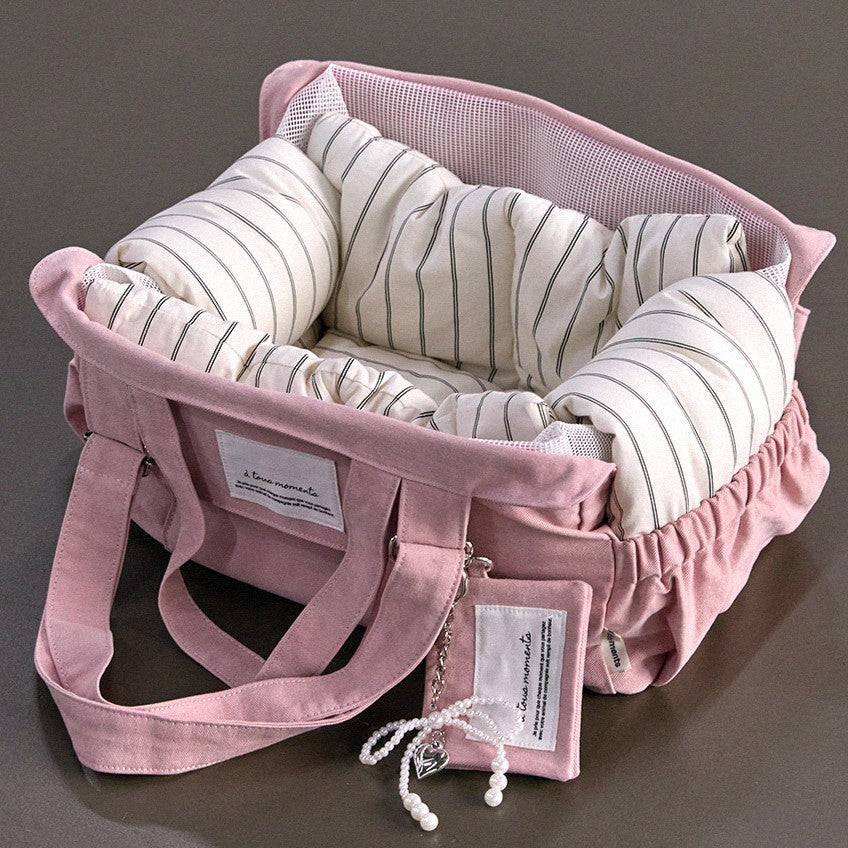 【予約】Partir Pet bag - Powder Pink（オールシーズン用クッション＋ショルダーパット付属）