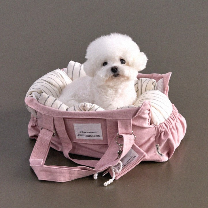 【予約】Partir Pet bag - Powder Pink（オールシーズン用クッション＋ショルダーパット付属）