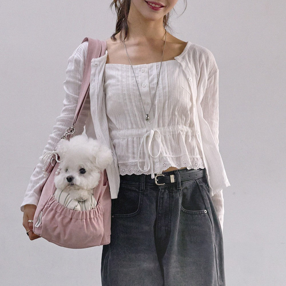 【予約】Partir Pet bag - Powder Pink（オールシーズン用クッション＋ショルダーパット付属）