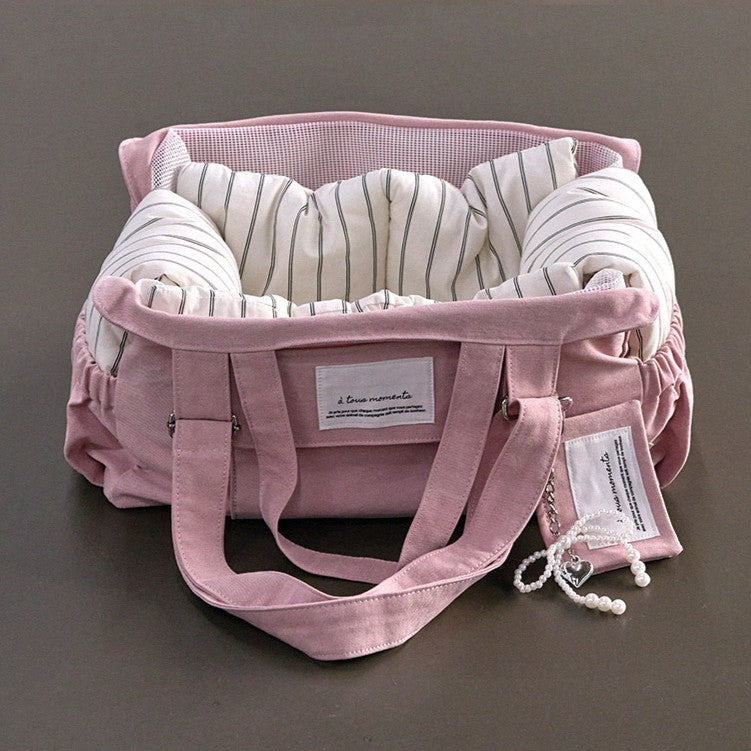 【予約】Partir Pet bag - Powder Pink（オールシーズン用クッション＋ショルダーパット付属）