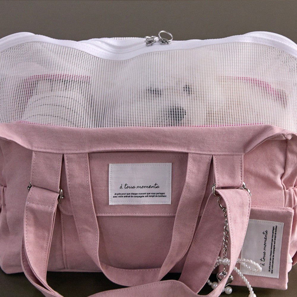 【予約】Partir Pet bag - Powder Pink（オールシーズン用クッション＋ショルダーパット付属）