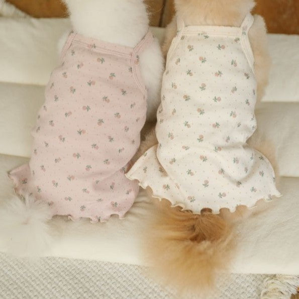 【予約】flower sleeveless t-shirt｜犬服 ドッグウェア（トップス）