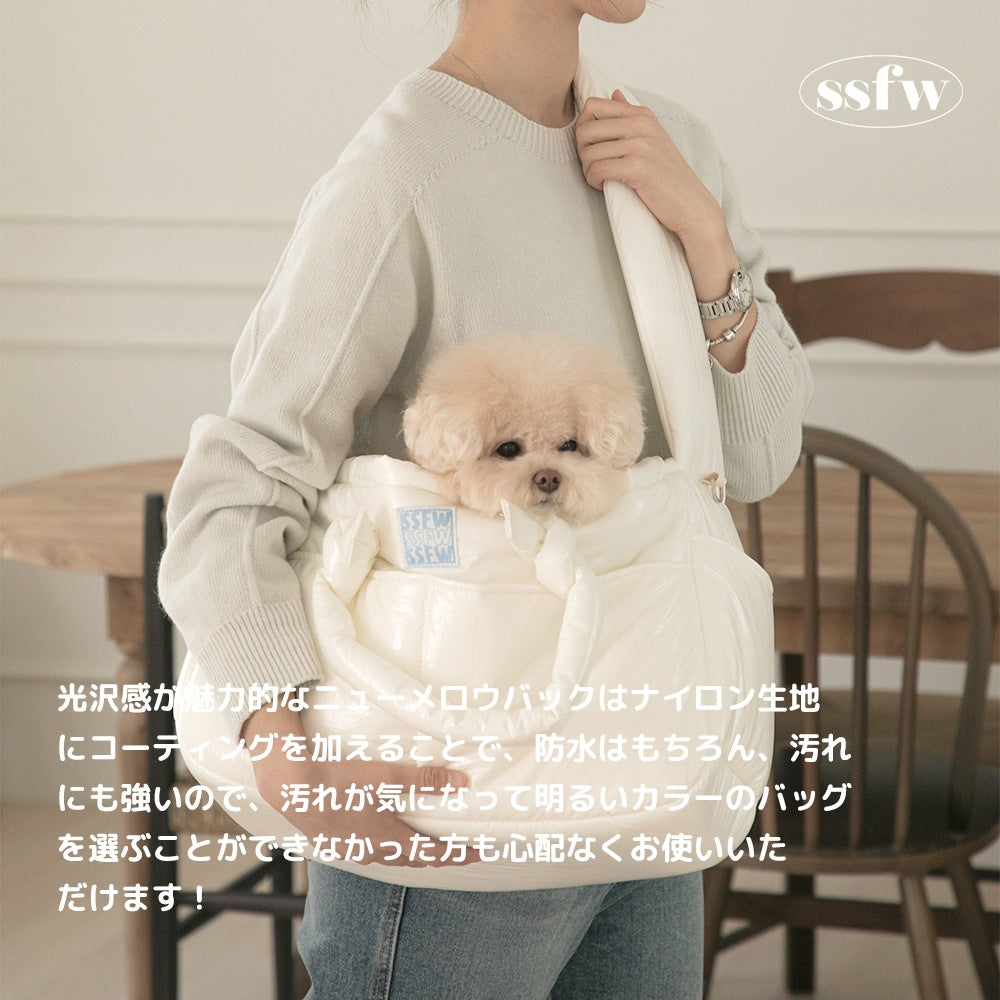 【予約】メロウバッグ グロッシー ホワイト（バッグ本体＋クッション＋底板セット）｜犬用キャリーバッグ・スリングバッグ