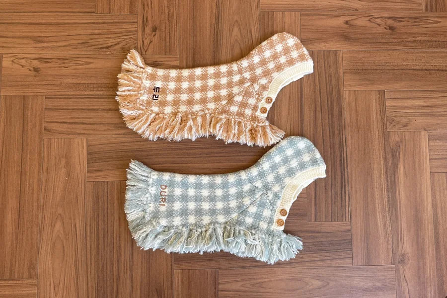 【予約】チェック ポンチョ ニット コート