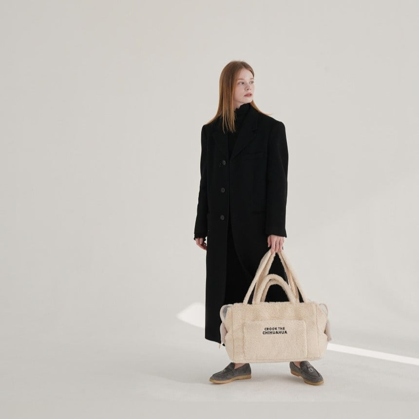 【予約】Teddy Shearing Boucle Bag（クリーム）｜犬用キャリーバッグ