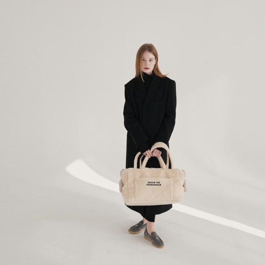 【予約】Teddy Shearing Boucle Bag（クリーム）｜犬用キャリーバッグ